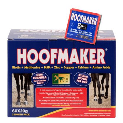 Køb TRM Hoofmaker pulver i breve for optimal vækst og sundhed i hestens hove på hhcare.dk Det ultimative næringstilskud til hestens hove
